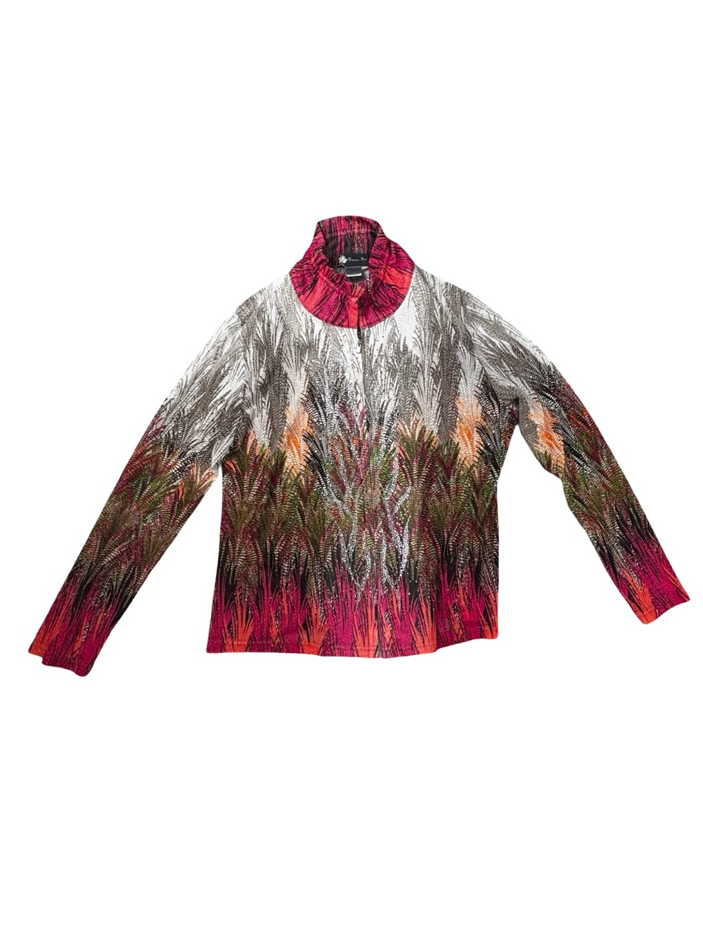 Damee Inc Zip Jacket Womens XL Collar Rhinestone Lightweight Sheer Wearable Art
